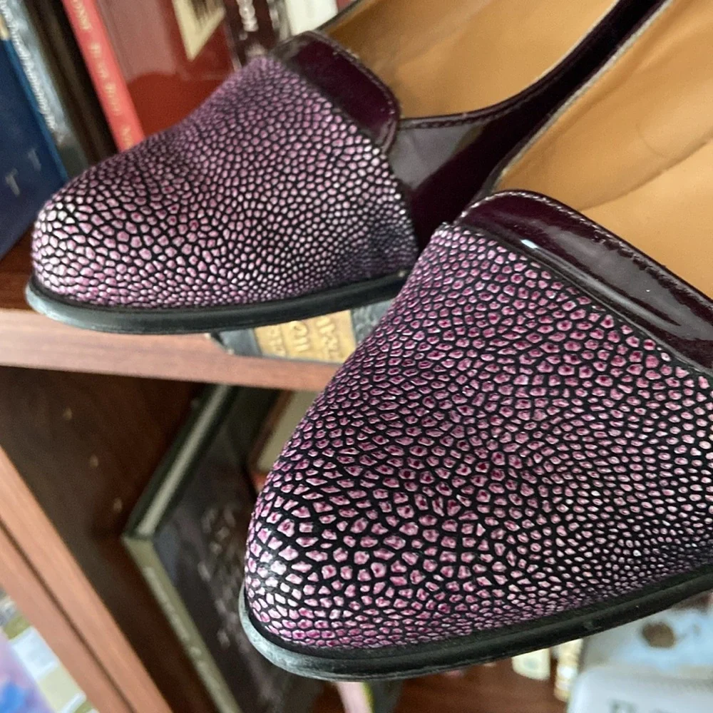 France Mode Purple Leather Mary Jane Shoes Made in France Women's Size 8 - 8.5 - Picture 11 of 16